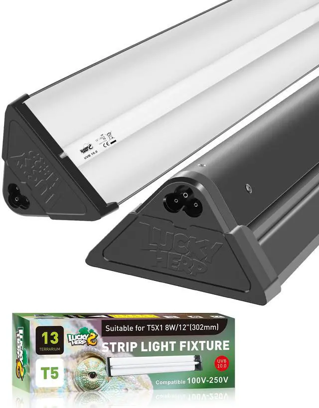 Main image of LUCKY HERP T5 Reptile Light Fixture Combo Kit 8W (New Upgrade), 10.0 UVB Light for Reptiles and Amphibians, UVA UVB Basking Light Desert Lamp for Lizard, Bearded Dragon, Tortoise 12inch