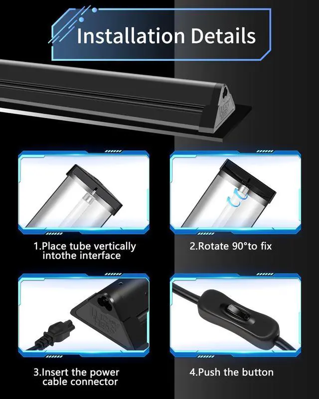 Alt view image 5 of 7 - LUCKY HERP T5 Reptile Light Fixture Combo Kit 8W (New Upgrade), 10.0 UVB Light for Reptiles and Amphibians, UVA UVB Basking Light Desert Lamp for Lizard, Bearded Dragon, Tortoise 12inch