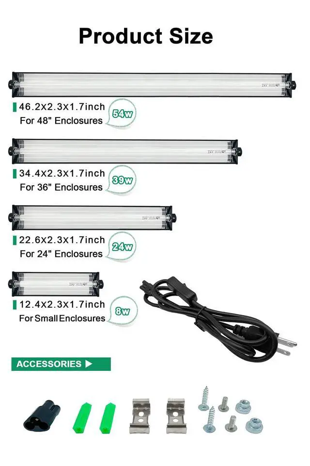 Alt view image 6 of 7 - Ycxydr UVB Light for Reptiles, 12 Inch T5 10.0 UVB Reptile Light Fixture 8W, High Output UVA UVB Linear Lamp with Replaceable Bulb for Bearded Dragons, Tortoises & Lizards