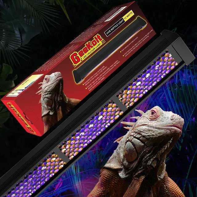 Main image of GeeKoit 12-Inch UVB Reptile Light,4H/8H/12H Timer,3 Modes Lighting,5 Level Brightness, 12W UVA UVB Lamp for Desert Tropical Animals Bearded Dragons Turtle Chameleon Tortoises Gecko Snake Frog