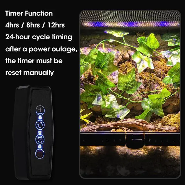 Alt view image 5 of 7 - GeeKoit 12-Inch UVB Reptile Light,4H/8H/12H Timer,3 Modes Lighting,5 Level Brightness, 12W UVA UVB Lamp for Desert Tropical Animals Bearded Dragons Turtle Chameleon Tortoises Gecko Snake Frog