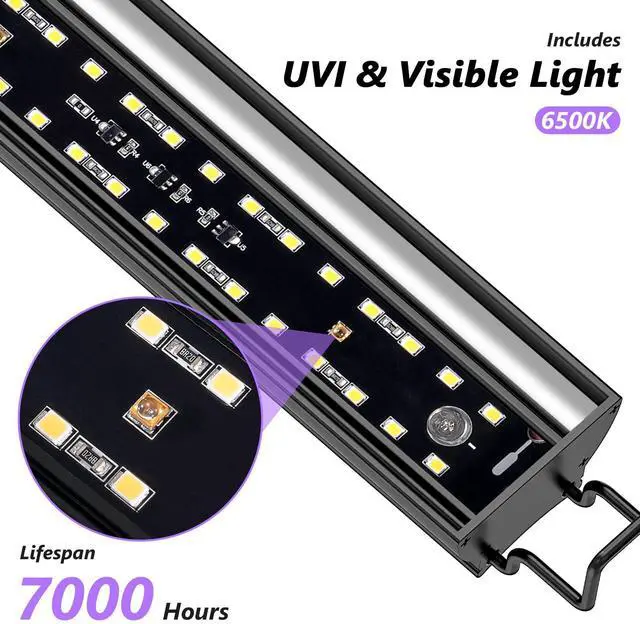 Alt view image 4 of 7 - REPTITRIP 16-Inch LED UVB Reptile Light with Auto On/Off & Preset Day-Night Cycle Dimming, 4 UVI Modes Fixture Controller, 14W Aluminum UVA UVB Lamp for Bearded Dragons, Turtles & Snakes, 6500K