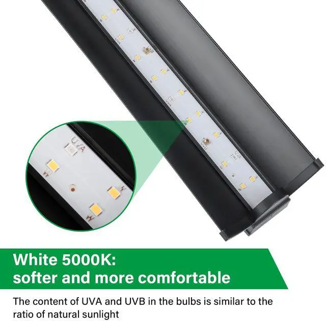 Alt view image 4 of 7 - Hygger zoo UVB Light for Reptiles, 10W HO LED UVB Reptile Light Fixture UVA UVB Lamp Bulb Terrarium Light for Bearded Dragon Turtle Snake Crested Gecko Chameleon, 12 Inch
