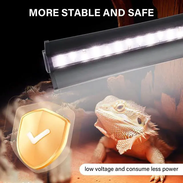 Alt view image 6 of 7 - Hygger zoo UVB Light for Reptiles, 10W HO LED UVB Reptile Light Fixture UVA UVB Lamp Bulb Terrarium Light for Bearded Dragon Turtle Snake Crested Gecko Chameleon, 12 Inch