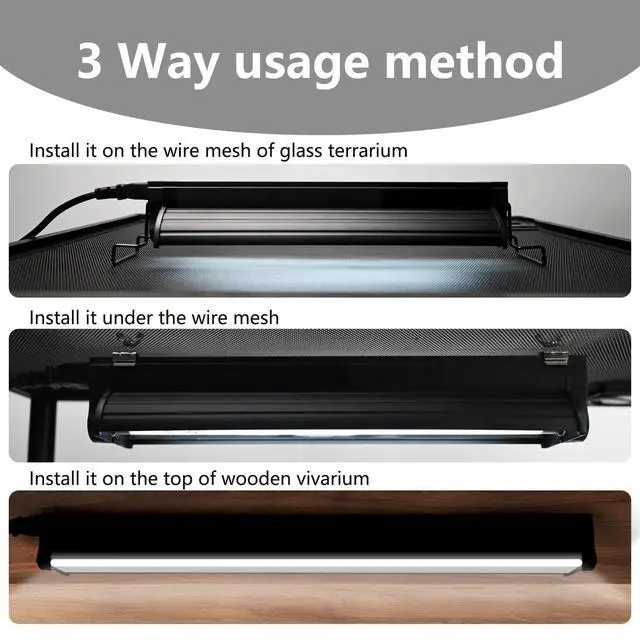 Alt view image 3 of 7 - MCLANZOO T5 UVB Lighting Combo Kit for Reptiles,8W Light Fixture with Desert 10.0 T5 UVB Light Bulbs Terrarium Hood Heat Lamp for Breaded Dragon,Turtle,Frog,Lizard,Tortoise,Gecko,Snake