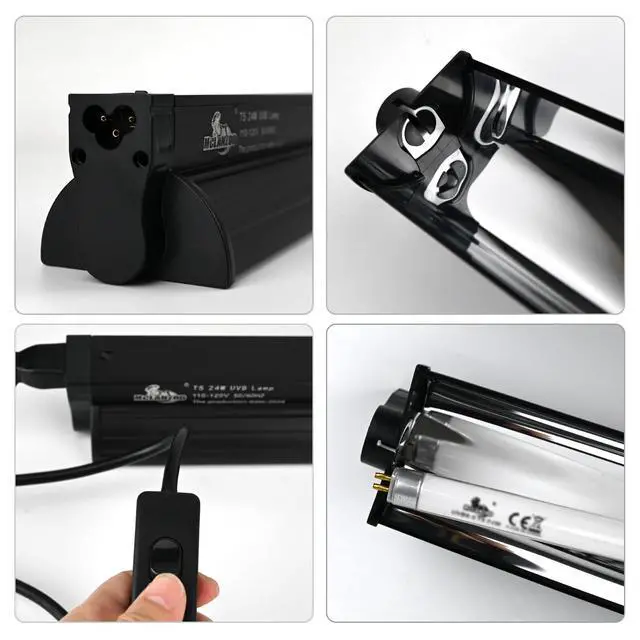 Alt view image 5 of 7 - MCLANZOO T5 UVB Lighting Combo Kit for Reptiles,8W Light Fixture with Desert 10.0 T5 UVB Light Bulbs Terrarium Hood Heat Lamp for Breaded Dragon,Turtle,Frog,Lizard,Tortoise,Gecko,Snake