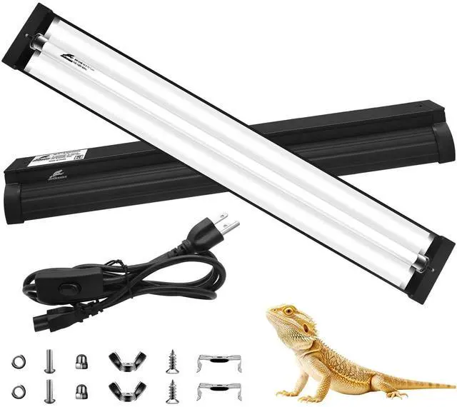 Main image of T5 10.0 UVB Reptile Light Fixture Combo Kit, 24W High Output UVA UVB Light with Upgraded Wider Alloy Reflector for Bearded Dragons Lizards Tortoises and Other Desert or Tropical Reptiles (22.7Inch)