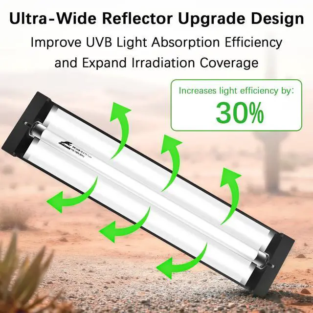 Alt view image 4 of 7 - T5 10.0 UVB Reptile Light Fixture Combo Kit, 24W High Output UVA UVB Light with Upgraded Wider Alloy Reflector for Bearded Dragons Lizards Tortoises and Other Desert or Tropical Reptiles (22.7Inch)