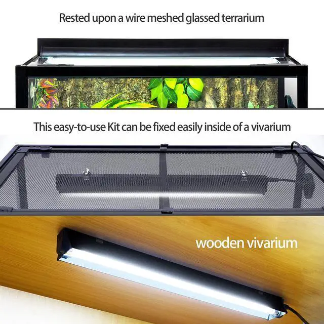 Alt view image 3 of 7 - REPTI ZOO T5 HO UVB Lighting Combo Kit, Terrarium Hood Comes with Desert 10.0 UVB T5 Lamp (24W)