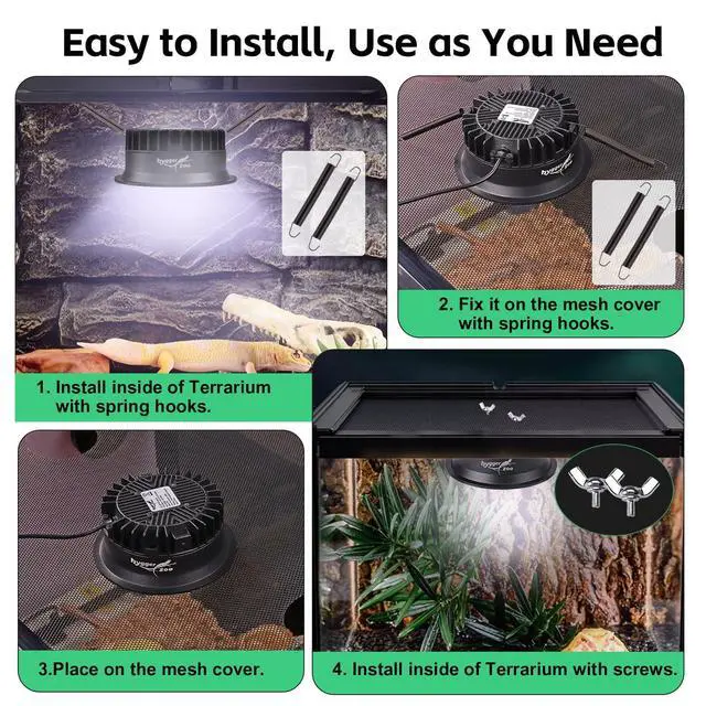 Alt view image 6 of 7 - UVB Light for Reptiles, UVA UVB Reptile Light Fixture with Timer LED UVB Bulb for Bearded Dragon Gecko Turtle Chameleon Lizard Snake, Adjustable Brightness UVB Lamp for Reptile Tank Accessories, Black