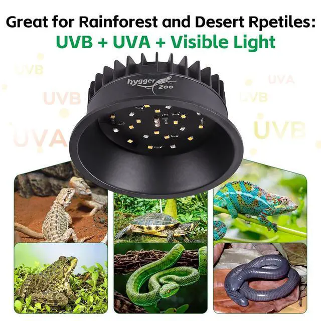 Alt view image 5 of 7 - UVB Light for Reptiles, UVA UVB Reptile Light Fixture with Timer LED UVB Bulb for Bearded Dragon Gecko Turtle Chameleon Lizard Snake, Adjustable Brightness UVB Lamp for Reptile Tank Accessories, Black