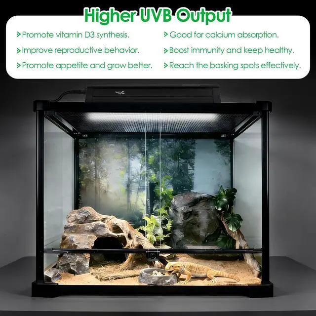 Alt view image 3 of 7 - UVB Light for Reptiles Bearded Dragon, T5 UVB Reptile Light Fixture HO UVB Bulb Lighting Combo Kit 10.0 8W UVA UVB Reptile Light Bulb Terrarium Lamp Tube Bar for Snake Gecko Turtle Lizard, 12 Inch