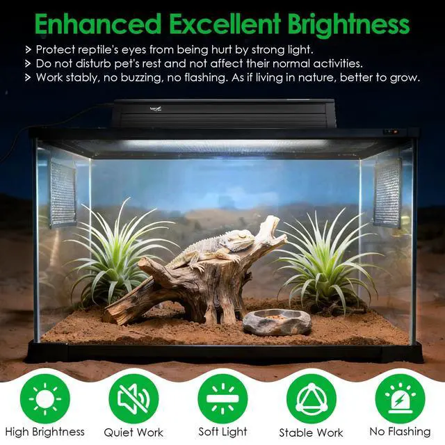 Alt view image 4 of 7 - UVB Light for Reptiles Bearded Dragon, T5 UVB Reptile Light Fixture HO UVB Bulb Lighting Combo Kit 10.0 8W UVA UVB Reptile Light Bulb Terrarium Lamp Tube Bar for Snake Gecko Turtle Lizard, 12 Inch