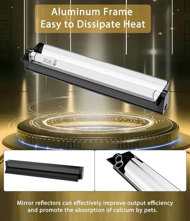 Alt view image 4 of 7 - MouMouPurr T5 UVB Reptile Light Fixture Combo Kit - 12 Inch 8W Terrarium Hood 10.0 UVA UVB Bulb with High-Efficiency Reflector for Desert Reptiles & Amphibians (Bearded Dragons, Turtles, Tortoises)