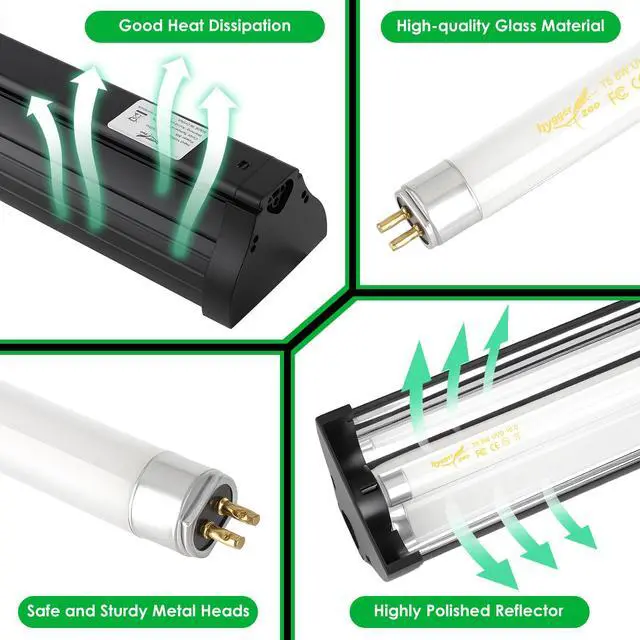 Alt view image 5 of 7 - UVB Light for Reptiles Bearded Dragon, T5 UVB Reptile Light Fixture HO UVB Bulb Lighting Combo Kit 10.0 8W UVA UVB Reptile Light Bulb Terrarium Lamp Tube Bar for Snake Gecko Turtle Lizard, 12 Inch