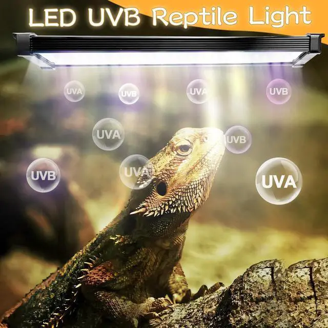 Alt view image 2 of 7 - REPTIDLDB LED UVB Reptile Light with Timer & Dimmer, Adjustable 10.0-20.0 UVA UVB Fixture, Full Spectrum Sunlamp for Bearded Dragons, Turtles, Snakes, Desert & Tropical Habitats, 11-Inch