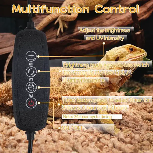 Alt view image 7 of 7 - REPTIDLDB LED UVB Reptile Light with Timer & Dimmer, Adjustable 10.0-20.0 UVA UVB Fixture, Full Spectrum Sunlamp for Bearded Dragons, Turtles, Snakes, Desert & Tropical Habitats, 11-Inch