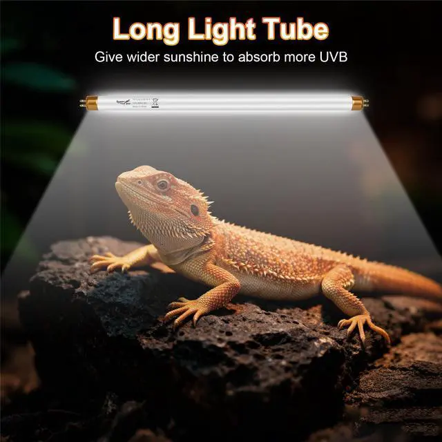 Alt view image 4 of 7 - UVB Light for Reptiles Bearded Dragon, 3 Pack T5 UVB Reptile Light UVB Bulb 10.0 8W UVA UVB Reptile Light Bulb Terrarium Light Lamp Tube for Turtle Chameleon Leopard Gecko Snake Tank, 12 Inch