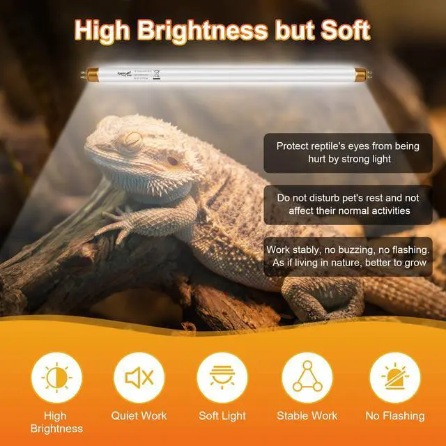 Alt view image 5 of 7 - UVB Light for Reptiles Bearded Dragon, 3 Pack T5 UVB Reptile Light UVB Bulb 10.0 8W UVA UVB Reptile Light Bulb Terrarium Light Lamp Tube for Turtle Chameleon Leopard Gecko Snake Tank, 12 Inch