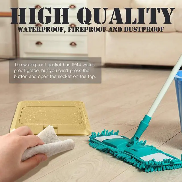 Alt view image 5 of 6 - Hoolerry 1 Pack Pop up Floor Electrical Outlet Cover Box Kit with 4.8A USB Charger 20Amp Waterproof Weatherproof Floor Tamper Resistant Outlet Receptacle for Countertop Home (Gold)