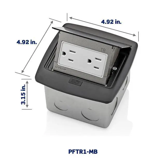 Alt view image 3 of 4 - Leviton Pop-Up Floor Box with 15 Amp, Tamper-Resistant Outlet, PFTR1-MB, Black
