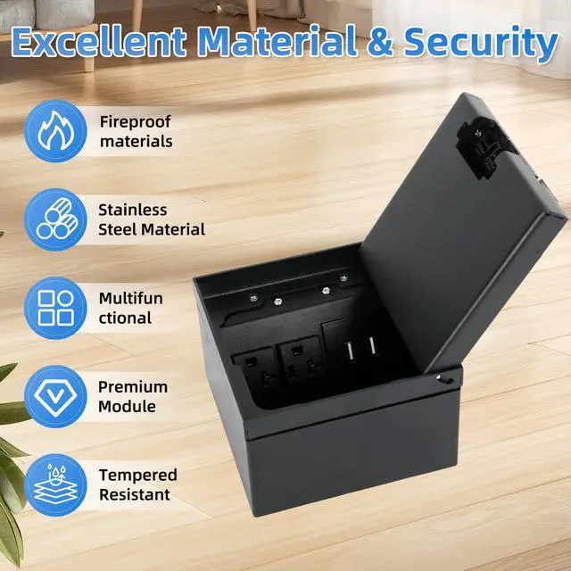 Alt view image 3 of 7 - Floor Electrical Outlet Kit Recessed Flat Hidden Socket KitFloor Socket Panel with 2 USB-A + AC Floor Outlet Box Socket Box Recessed Hidden Outlet Connectivity Box(Black-2 USB+AC)
