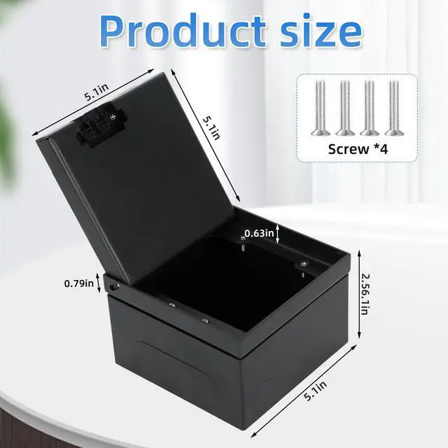 Alt view image 6 of 7 - Floor Electrical Outlet Kit Recessed Flat Hidden Socket KitFloor Socket Panel with 2 USB-A + AC Floor Outlet Box Socket Box Recessed Hidden Outlet Connectivity Box(Black-2 USB+AC)