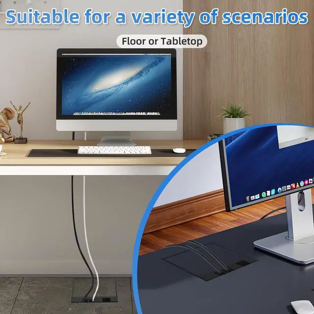 Alt view image 5 of 7 - Floor Electrical Outlet Kit Recessed Flat Hidden Socket KitFloor Socket Panel with 2 USB-A + AC Floor Outlet Box Socket Box Recessed Hidden Outlet Connectivity Box(Black-2 USB+AC)
