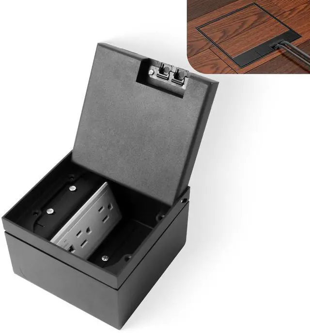 Main image of KYHSHJ Recessed Flat Hidden Socket Kit with Recessed Duplex 15A and 5V 2.4A 1 USB-A Ports &1 USB-C Port USB Charging Ports.Corrosive Resistant Hardware,Black