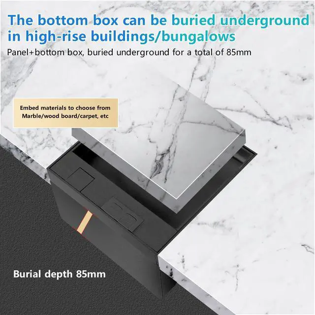 Alt view image 5 of 7 - KYHSHJ Recessed Flat Hidden Socket Kit with Recessed Duplex 15A and 5V 2.4A 1 USB-A Ports &1 USB-C Port USB Charging Ports.Corrosive Resistant Hardware,Black
