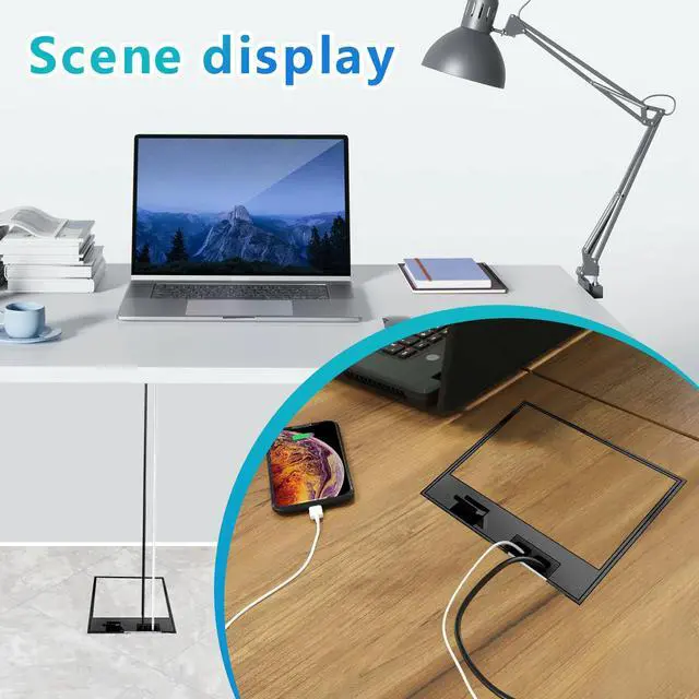 Alt view image 6 of 7 - KYHSHJ Recessed Flat Hidden Socket Kit with Recessed Duplex 15A and 5V 2.4A 1 USB-A Ports &1 USB-C Port USB Charging Ports.Corrosive Resistant Hardware,Black