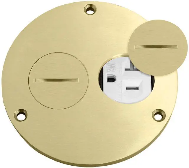 Main image of ENERLITES 975501-C Screw Cap Floor Box Cover, 4" Diameter, 20A Tamper-Weather Resistant Receptacle Outlet, Watertight Gaskets, 975501-C, UL Listed