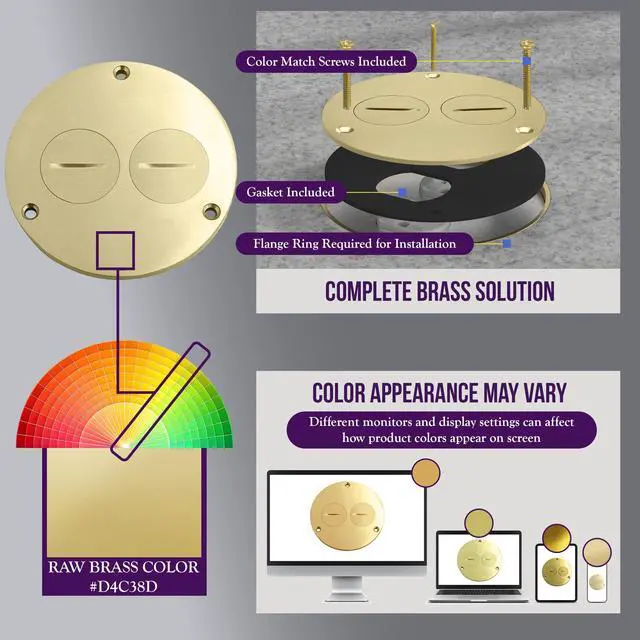 Alt view image 4 of 7 - ENERLITES 975501-C Screw Cap Floor Box Cover, 4" Diameter, 20A Tamper-Weather Resistant Receptacle Outlet, Watertight Gaskets, 975501-C, UL Listed