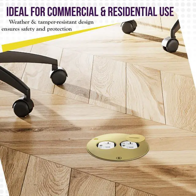 Alt view image 7 of 7 - ENERLITES 975501-C Screw Cap Floor Box Cover, 4" Diameter, 20A Tamper-Weather Resistant Receptacle Outlet, Watertight Gaskets, 975501-C, UL Listed