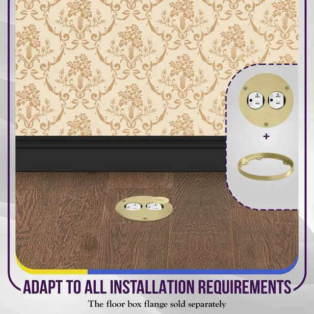 Alt view image 5 of 7 - ENERLITES 975501-C Screw Cap Floor Box Cover, 4" Diameter, 20A Tamper-Weather Resistant Receptacle Outlet, Watertight Gaskets, 975501-C, UL Listed
