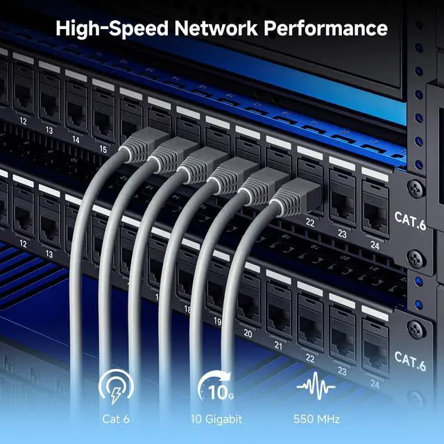 Alt view image 2 of 7 - Cable Matters 1U 19-Inch 24-Port 10Gbps Cat6 Ethernet Patch Panel with Inline Keystone and Cable Management Bar, Rackmount or Wall Mount Network Patch Panel