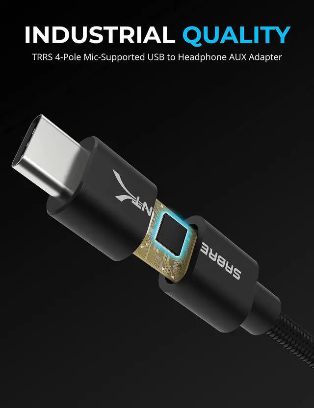 Alt view image 4 of 7 - SABRENT USB Type C to 3.5mm Dual Function Audio Jack Active Adapter 20" Cable (CB-UC35)