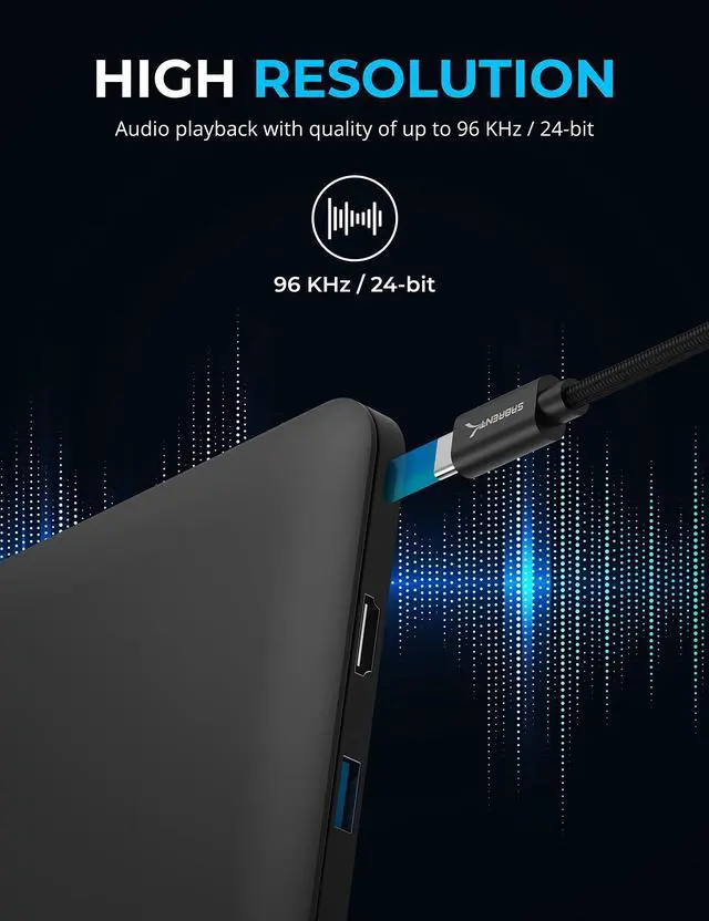 Alt view image 6 of 7 - SABRENT USB Type C to 3.5mm Dual Function Audio Jack Active Adapter 20" Cable (CB-UC35)