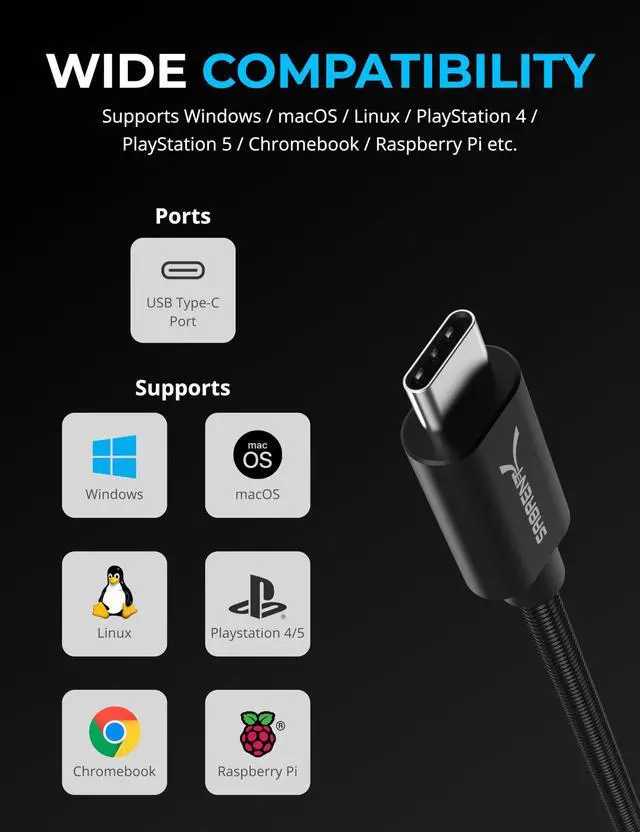 Alt view image 7 of 7 - SABRENT USB Type C to 3.5mm Dual Function Audio Jack Active Adapter 20" Cable (CB-UC35)
