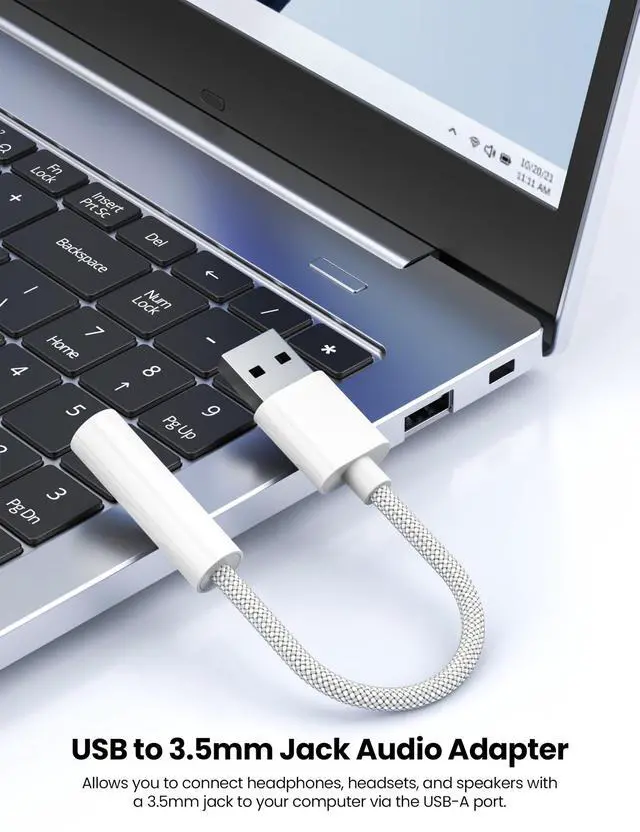 Alt view image 2 of 6 - Fidioto USB to 3.5mm Audio Jack Adapter, Mic-Supported USB to Headphone Jack Adapter, External Sound Card with TRRS 4 Pole Jack Compatible with Headset, Mac, PS4, PC, Laptops, Desktops and More