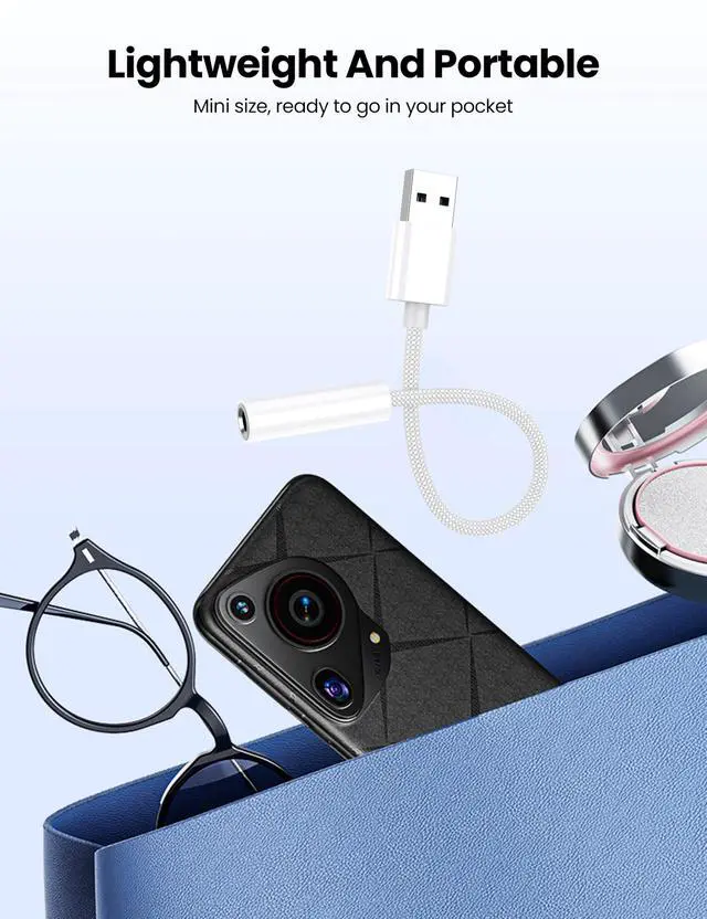 Alt view image 6 of 6 - Fidioto USB to 3.5mm Audio Jack Adapter, Mic-Supported USB to Headphone Jack Adapter, External Sound Card with TRRS 4 Pole Jack Compatible with Headset, Mac, PS4, PC, Laptops, Desktops and More