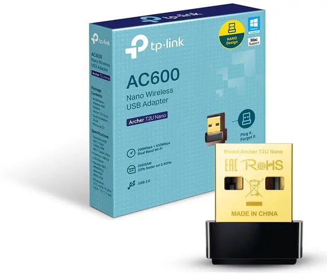 Main image of TP-Link Nano AC600 USB WiFi Adapter(Archer T2U Nano)- 2.4G/5G Dual Band Wireless Network Transceiver for PC Desktop, Travel Size, Supports Windows (11,10, 8.1, 8, 7, XP/Mac OS X 10.9-10.14)
