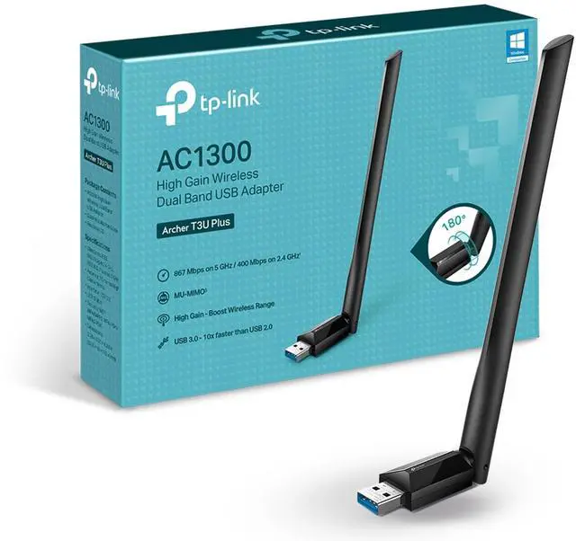 Main image of TP-Link USB WiFi Adapter for Desktop PC, AC1300 USB 3.0 Wireless Dual Band Network Adapter with High Gain Antenna(Archer T3U Plus), MU-MIMO, Windows 11/10/8.1/8/7/XP, Mac OS 10.9-10.15