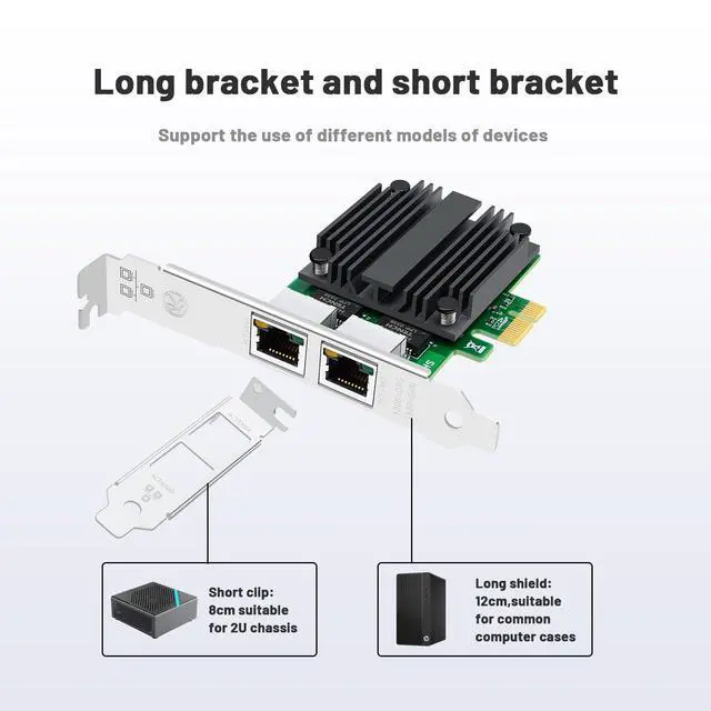 Alt view image 4 of 7 - Lidkew Network Card with Intel I226-V Chip Dual Ports,2.5G PCIE X1 Server Network Adapter LAN NIC Card 2 RJ45 Ports Ethernet Adapter Support Windows 11/10 Windows Server/2022