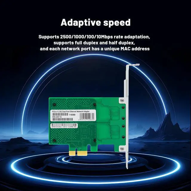 Alt view image 6 of 7 - Lidkew Network Card with Intel I226-V Chip Dual Ports,2.5G PCIE X1 Server Network Adapter LAN NIC Card 2 RJ45 Ports Ethernet Adapter Support Windows 11/10 Windows Server/2022
