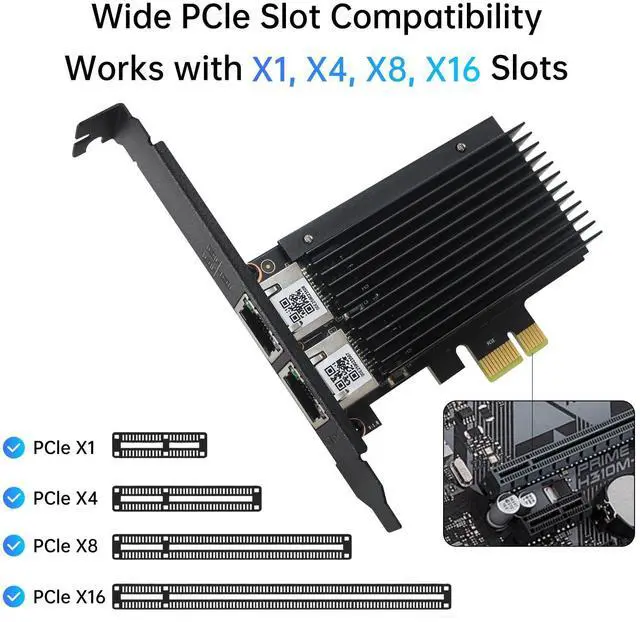 Alt view image 2 of 4 - 2.5GBase-T Dual Port Server Network Card with Intel Intel I226-V 2500/1000/100Mbps PCI Express Gigabit Ethernet Adapter NIC Card RJ45 LAN Controller for Windows 10/11 with Low Profile Bracket