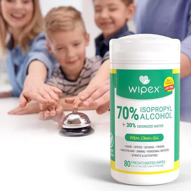 Alt view image 5 of 7 - Wipex 70% Isopropyl Alcohol Wipes for Electronics - 80ct Large Lint Free IPA Wipes in Sealed Canister to clean Surfaces, Electronics, Computer Screens, Glasses, 80 Count (Pack of 3)