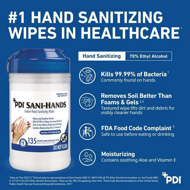 Alt view image 2 of 4 - PDI SaniHands ALC Antimicrobial Alcohol Gel Hand Wipe, 135 Per Canister