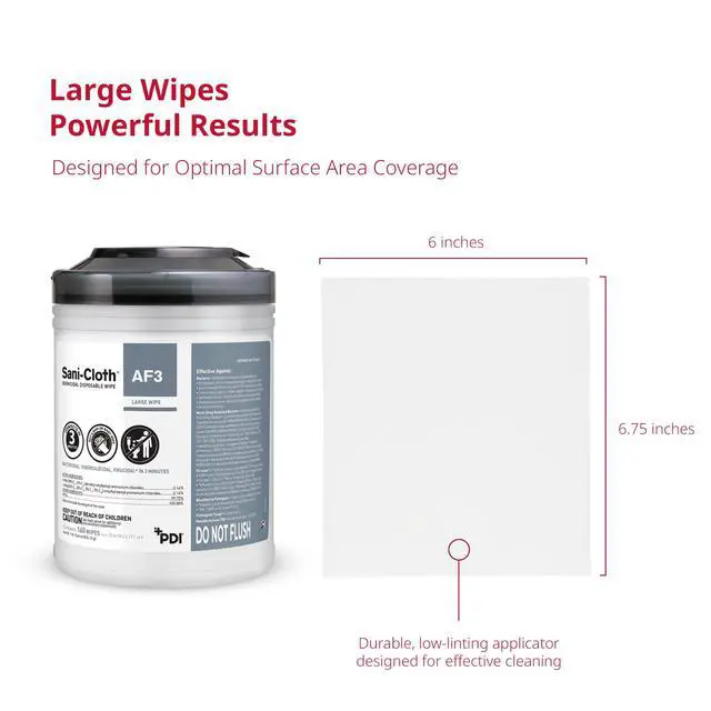 Alt view image 4 of 4 - Sani-Cloth AF3, Surface Disinfecting Wipes, Fragrance Free, Alcohol-Free, Large Canister, 160 Wipes