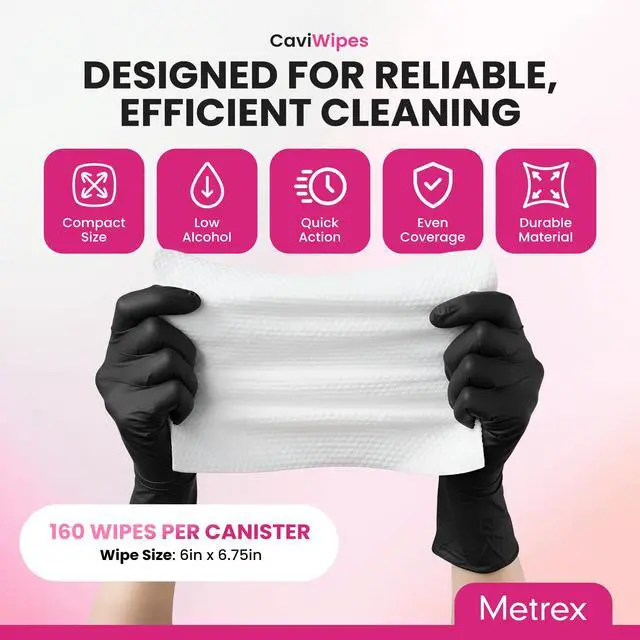 Alt view image 3 of 7 - Metrex CaviWipes Disinfecting Towelettes Durable Non-Woven Disinfecting Wipes for Hard, Non-Porous Surfaces in Healthcare & Laboratory Settings, Pre-Saturated with CaviCide 160 Wipes (Pack of 1)